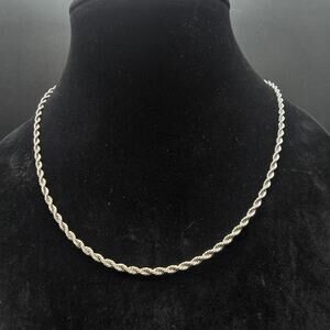 Stainless Steel Twisted Rope Chain Necklace 19 Inch